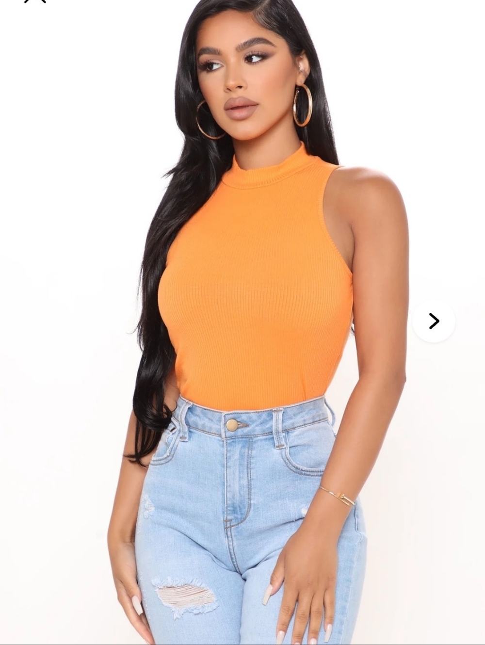 Fashion Nova Bright Orange Sleeveless Top